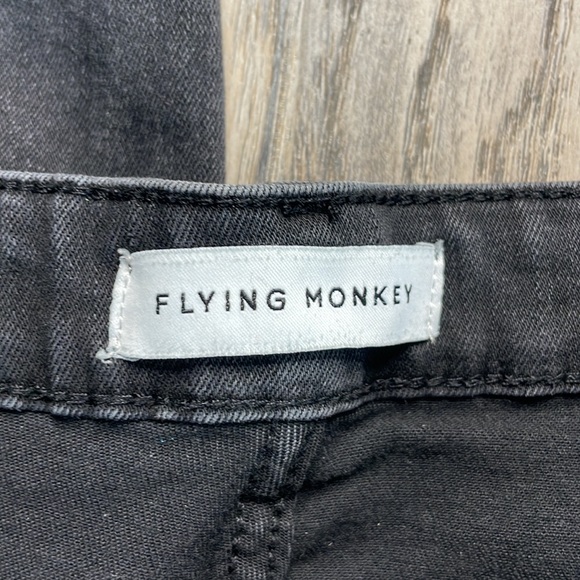 Flying Monkey Black/Grey Distressed High Rise Cropped Straight Leg Jeans size 31 - Picture 2 of 14